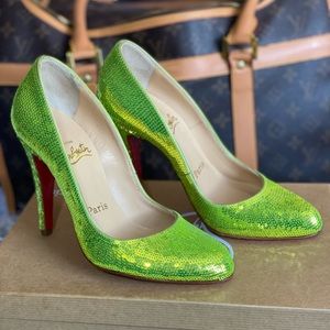 Christian Louboutin lime green sequin pump